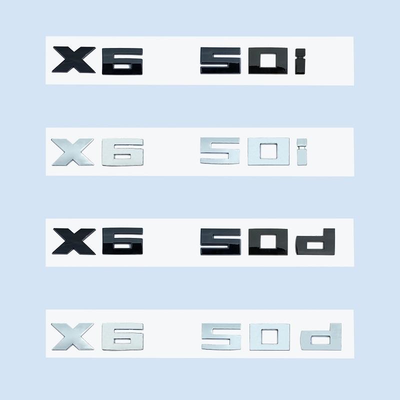Chrome Black 3D Numbers M X6M50i X6M50d X6 M50d M50i ABS Emblem for BMW X5 Series E71 G06 Car Trunk Badge Logo Sticker