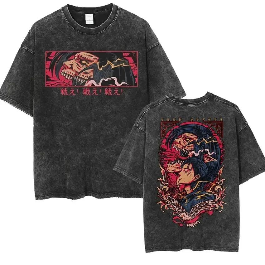 Attack On Titan Armored Titan "Yoroi No Kyojin" Vintage Washed Oversized T-Shirt | Unisex Anime Streetwear Tee