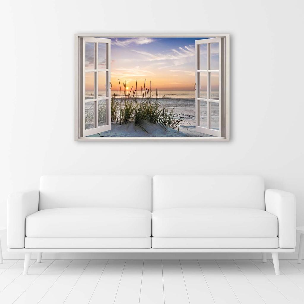 Canvas print, View from the window to the beach