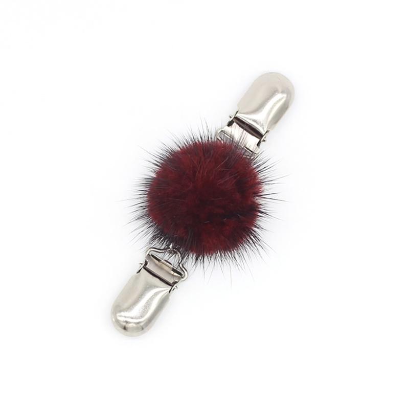 Stylish Fuzzy Sphere Embellished Shawl Clip Sturdy Neckline Clip Fastening Buckles Suitable For Various Occasions