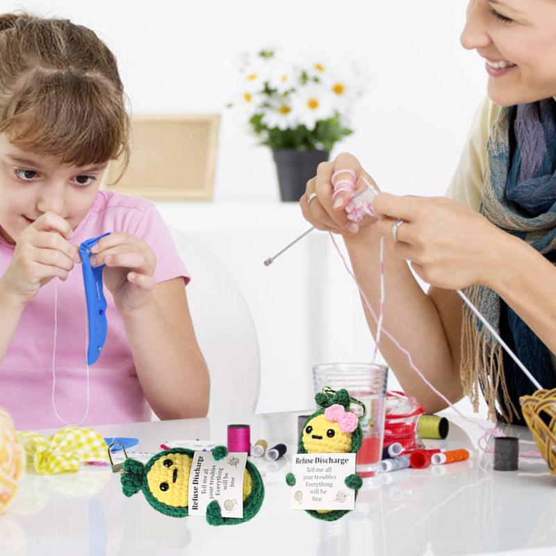 Beginner Crochet Kit Positive Peas Starter Knitting Kit Vegetables Craft Art Beginner-Friendly Yarn Kids Knitting Supplies Learn United States