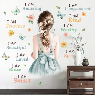Sonnenblume Selbstbewusstes Mädchen Wandsticker Selbstklebend Inspirierende Zitate Frauen Schlafzimmer Dekoration Kopfteil Aufkleber