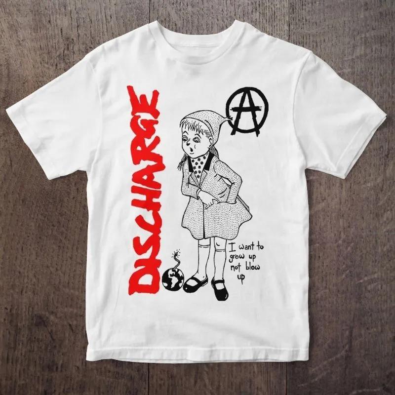 Unisex Short Sleeve Crew Neck Cotton T Shirt Punk Discharge Band S