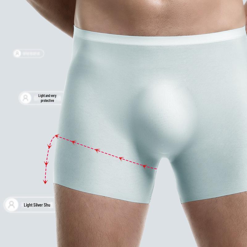 Men's 3D Molded Ice Silk Seamless Boxer Briefs - Lightweight Extended Sport Trunks