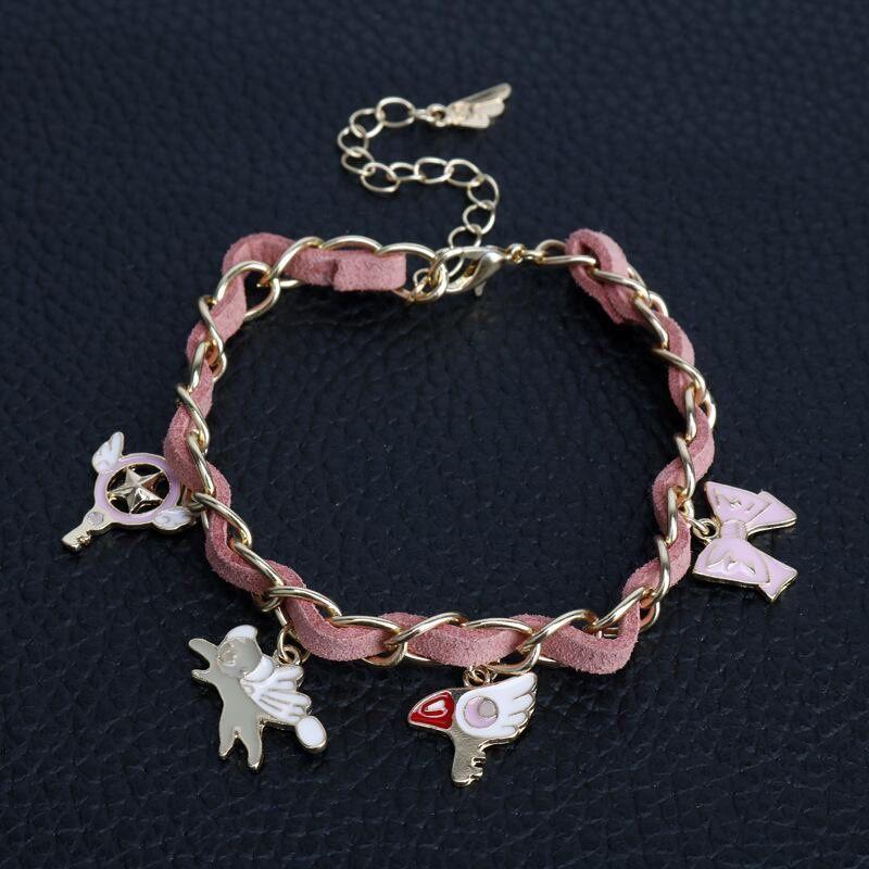 Anime Card Captor Sakura Bracelet Cardcaptor Sakura Clow Charm Pendant KINOMOTO Sealing Wand Statement Bracelets Jewelry