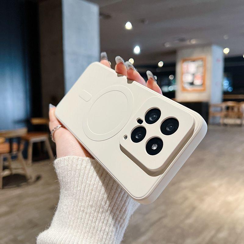Simple Solid Color Matte Magsafe Magnetic Attraction Is Suitable for Xiaomi Mi 14 Mobile Phone Case All-inclusive 15pro Anti-drop Rice 13pro