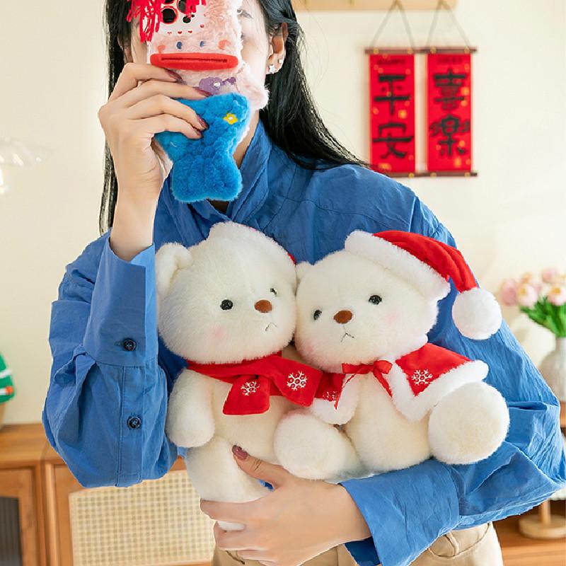 Adorable Christmas Bear Plush Toy Gift Soft Teddy Bear Doll Perfect For Children Sleepovers