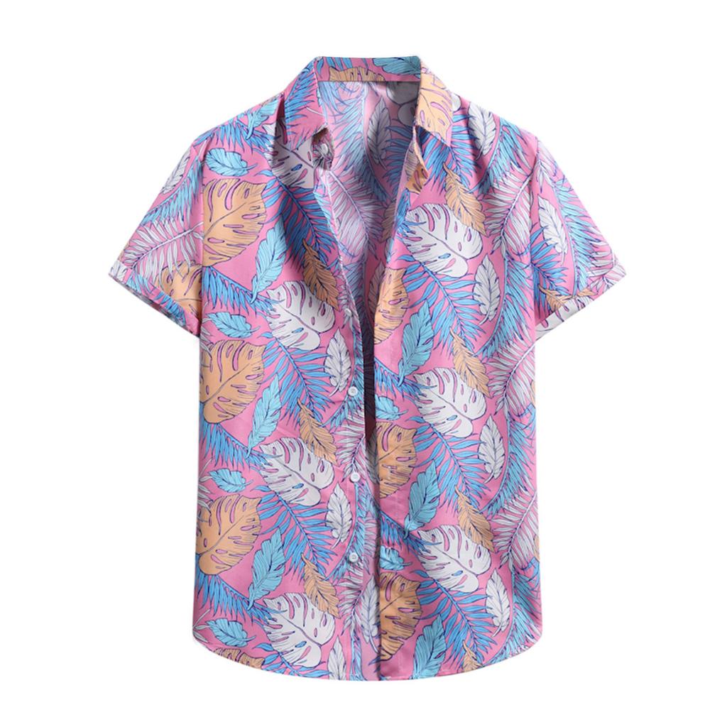 Camiseta De Hombre Cárdigan Manga Corta Hawaiian Beach Flowe Camiseta De Hombre Cárdigan Manga Corta Hawaiian Beach Flowe