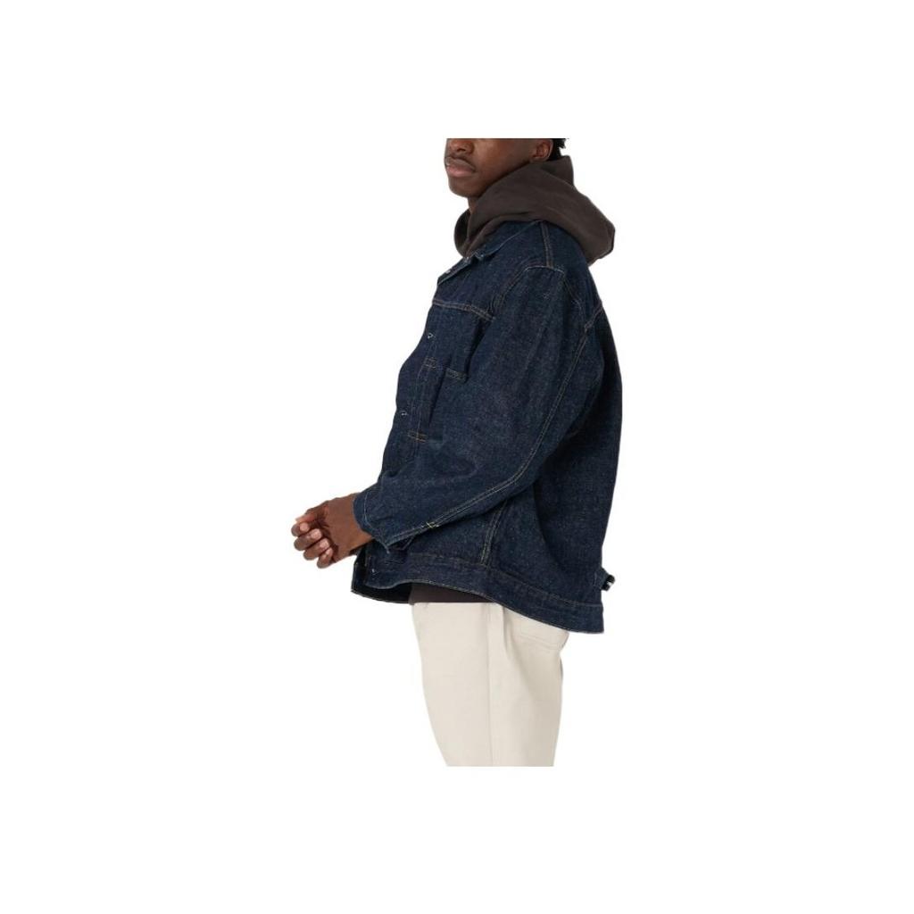 Levis Solid Color Button-Down Collar Long Sleeve Denim Jacket Men Outerwear Blue A3174-0002