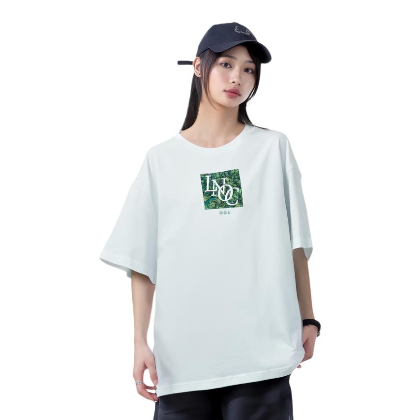 Li Ning T Shirts Unisex White Crew Neck Moderate Straight Fit AHST129-1
