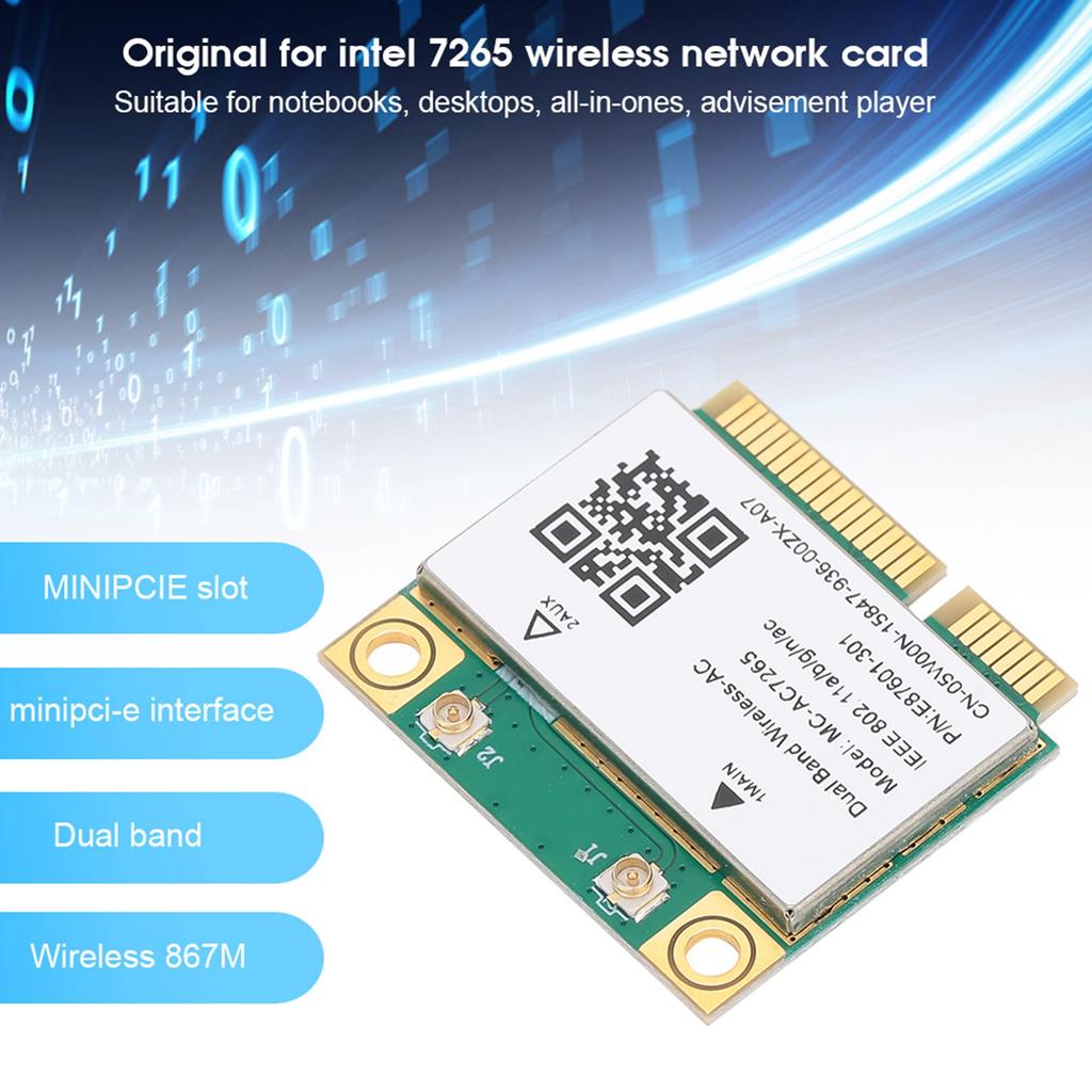 Mini Network Card Gigabit Network Card Network Card Mini PCI‑E Gigabit Double Band for Bluetooth 4.2 Wireless Wifi MC‑AC7265