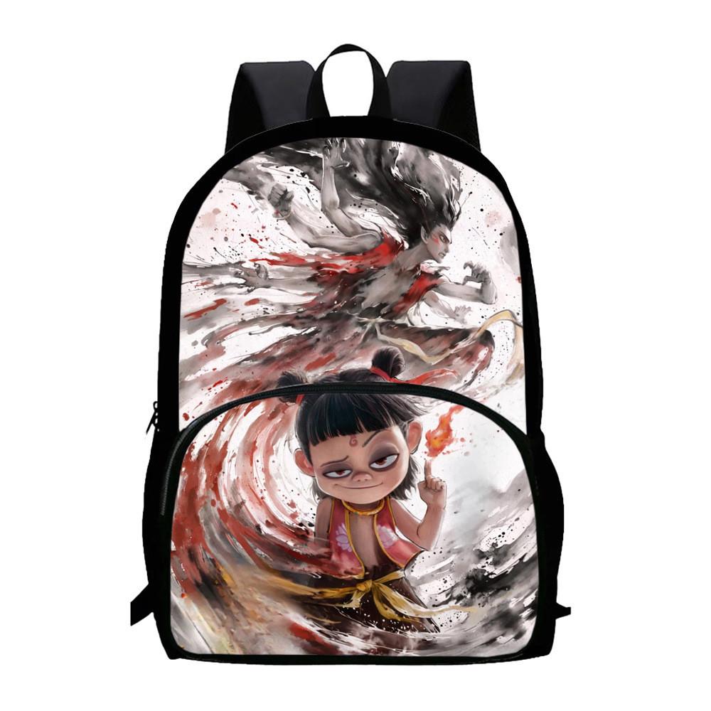 Durable Backpack Nezha Oxford Bookbag For School Use Large Capacity Gift Bag