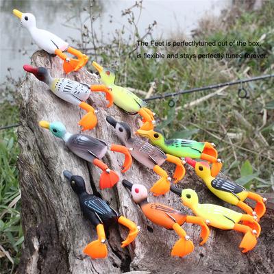 Fish King 1 PCS Propeller Flipper Duck Fishing Lure Ducking Fishing Frog Lure 9cm 11.3gArtificial Bait Duckling 3D Eyes Day Baits Bass