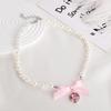 Romantic Pink Love Bow Pearl Necklace Female Niche Design Sense Sweet Pure Desire Neck Chain Collarbone Chain