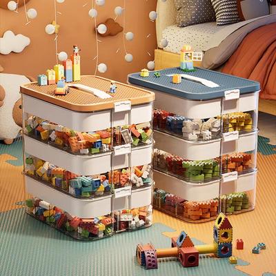 Building Blocks Toys Storage Box for Lids Brick Shaped Plastic Kids Bin Child Toy Containers Sundries Stackable Organizer