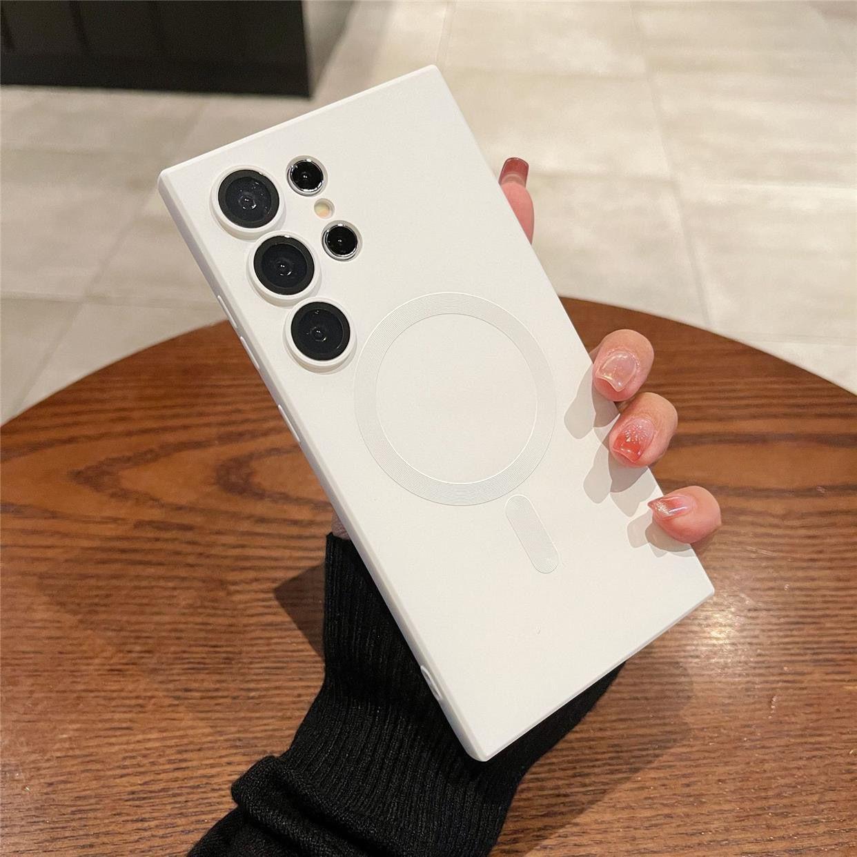 

Ультратонкий чехол без полей для Samsung S24 Ультра беспроводной зарядный чехол Magsafe для Samsung Galaxy S23 Ультратвердые тонкие чехлы For Samsung S23Ultra белый