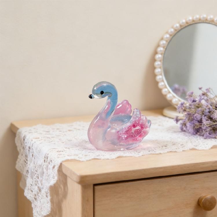 4PCS Artistic Resin Miniature Duck Statues Glittering Animal Ornaments For Creative DIY Crafts And Table Shelf Displays
