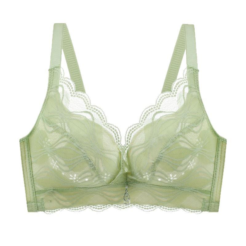 Thin lace sexy underwear women's big breasts show small breasts, large size no steel ring gathers beautiful back anti-sagging bra
