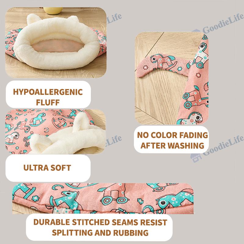 Winter Warm Cat Bed Semi Enclosed Dog House Cozy Sleeping Bag Pet Blanket for Cats and Small Dogs