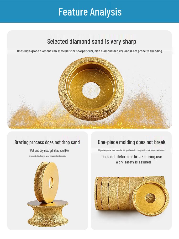 Stone Edge Grinding Wheel for French Edge Granite & Marble Tile - Trimming, Rounding, and Grooving with Angle Grinder