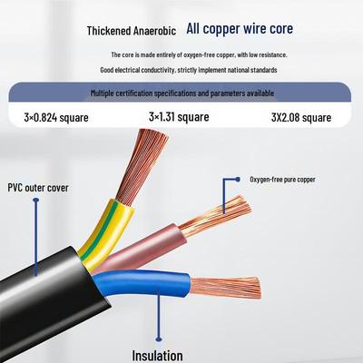 Certified Pure Copper AC Power Cord with US Standard Plug and Single Head Bare Wire