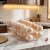 2PCS Stackable Automatic Slide Egg Storage Box Plastic Eggs Holder  Refrigerator Side Door