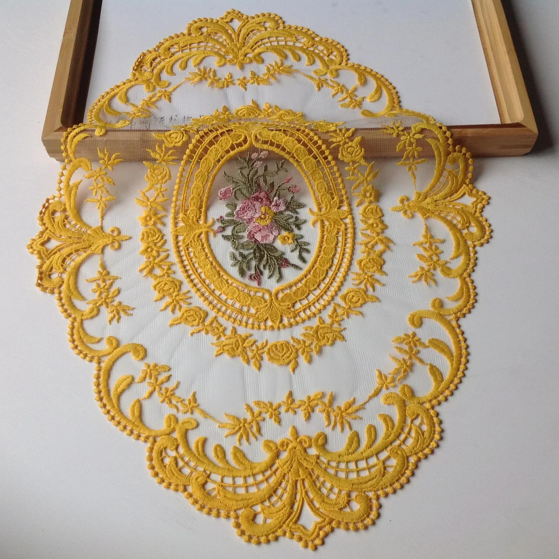 

Новый овальный кружевной вышитый коврик для стола, рождественские подушечки, салфетка для чашки, подставка под кофе и чай, салфетка для украшения кухонного стола 30cmx43cm