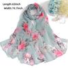 Summer Beach Long Sun Protection Scarf and Shawl Women Decorative Floral Thin Chiffon Scarves