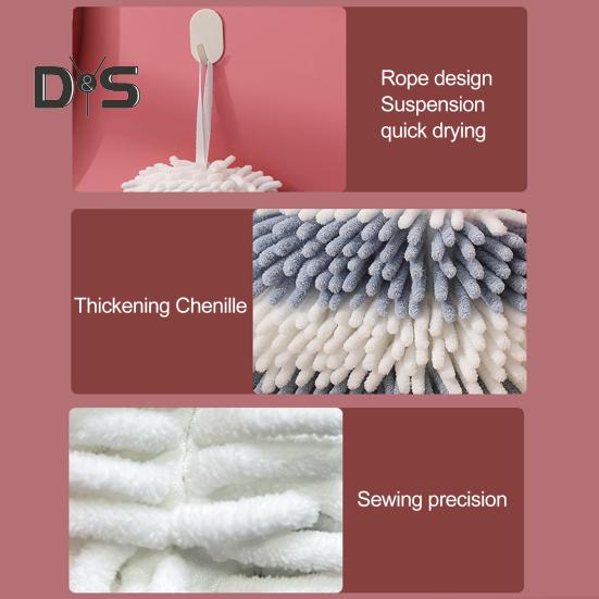 Handtuch mit Aufhängeband, stark wasserabsorbierend, schnelltrocknend, superfeine Fasern, verdickt, Farbblock, wiederverwendbar, Reinigungstuch für Küche und Bad