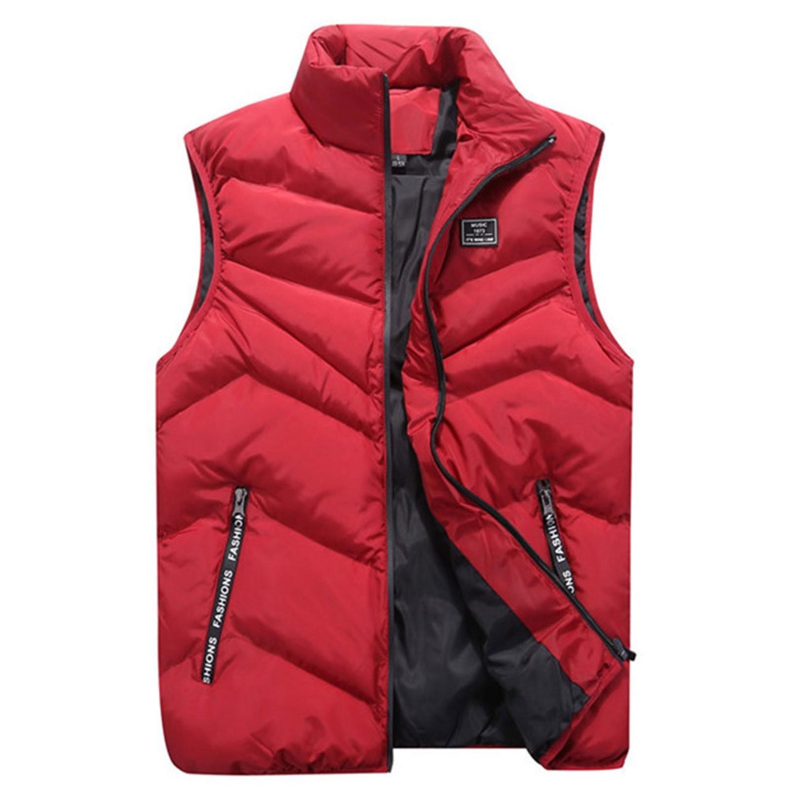 

Men Winter Fashion Stand Collar Color Waistcoat Vest Jacket Top Coat XL