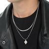 Men's Durable Titanium Steel Cuban Chain Necklace with Zircon Pendant