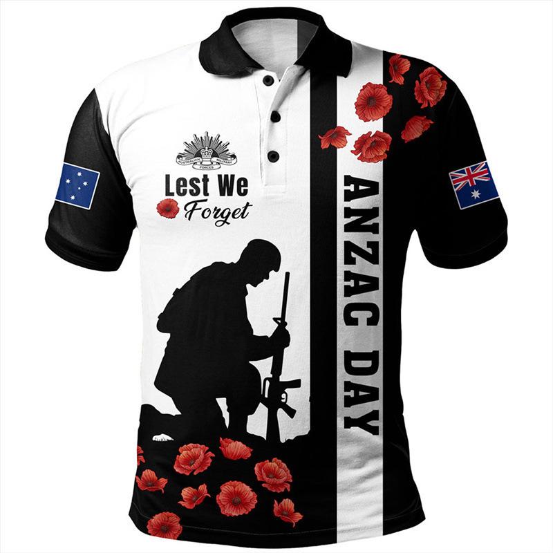 Anzac Day Men's Polo Shirt - Short Sleeve Lapel Golf Tee 2025