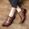 Fashion Luxury Men's Dress Shoes high quality Leather Brogue Wingtip Toe Oxford Black Brown Lace-Up Business Wedding Formal Men Shoes