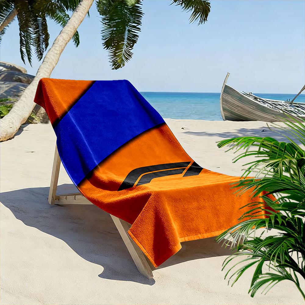 Asciugamano Geometrico Arancione e Blu Un asciugamano da spiaggia indispensabile per i viaggi in spiaggia