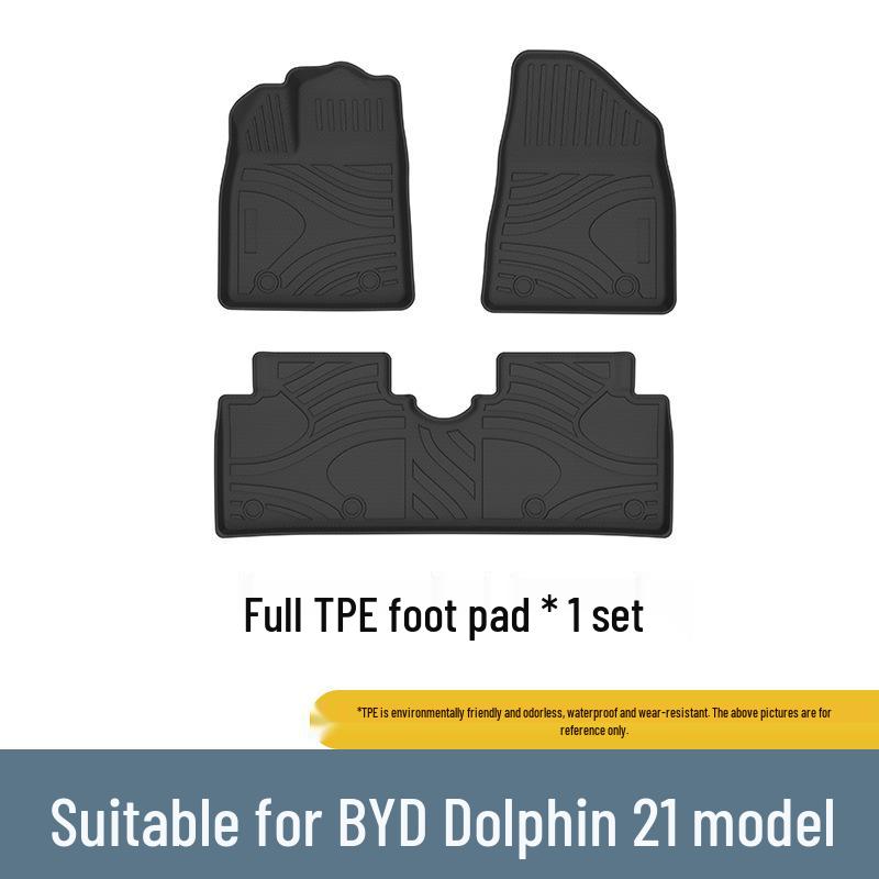 Eco-friendly, Waterproof, Odorless TPE Foot Pads for BYD Dolphin Trunk Mats with Galaxy Carpet Surface.