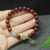 Blood Sandalwood 8mm Single Wrap Bracelet Green Safety Charm Women Wooden Gift Jewelry