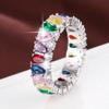 Seven-Color Retro Floral Zircon Women's Ring In Pure Copper
