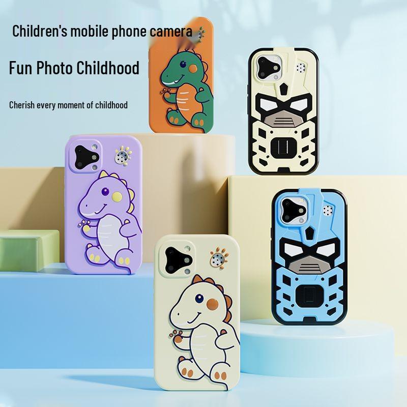 New D17 Dual Camera Kids' Cartoon Camera Phone - HD Video, Cute Mini Design, Perfect Gift for Photography.
