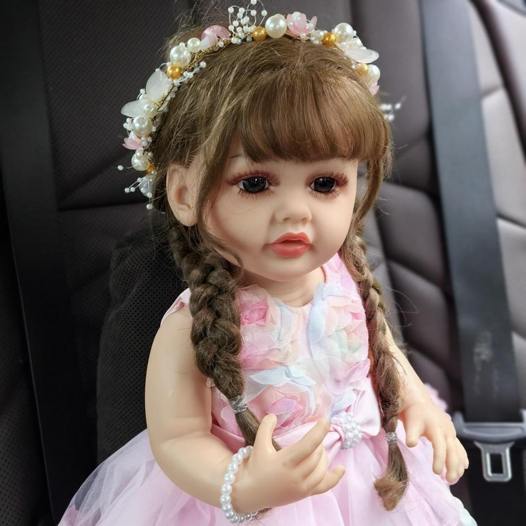 Fashion Reborn Baby Dolls 55 Cm Girl Bebe Babies Doll Rooted Hairstyle Realistic Princess Full Silicone Vinyl Body Birthday Christmas Gift Toys