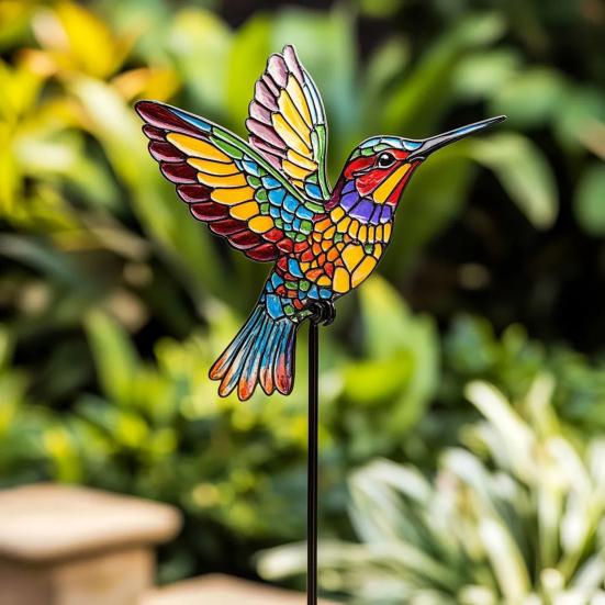 Colorful Insect Stake Metal Bee Garden Stake Animal Bird Snail Design Plant