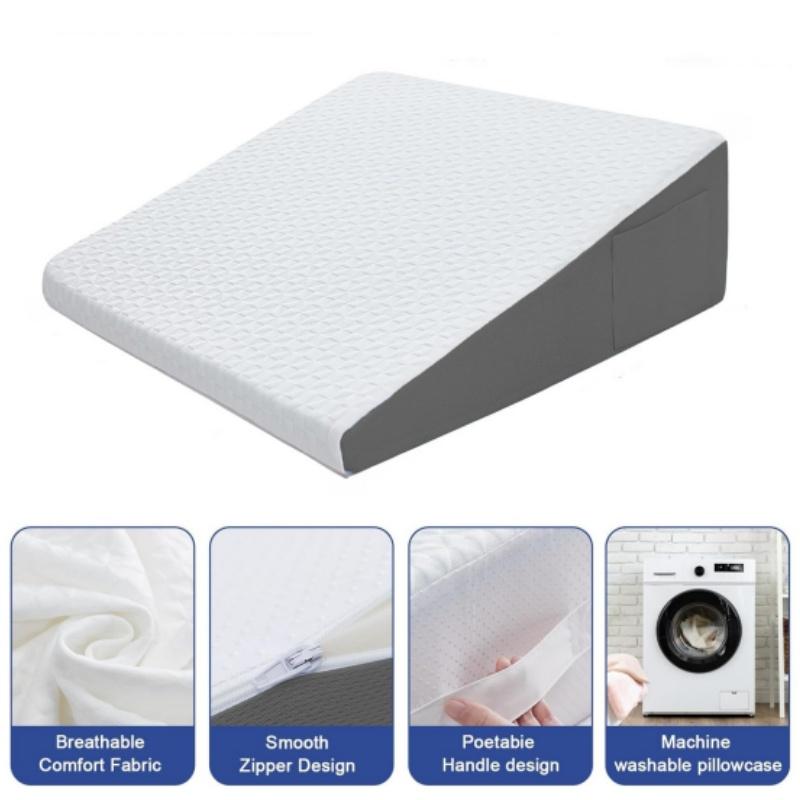 Memory Foam Top Washable Bed Pillow Neck Back Pain Support Cozy Reading Elevated Body Wedge Pillow