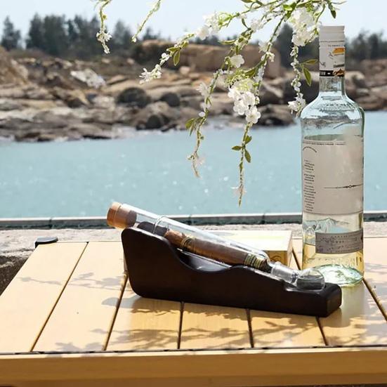 Herb Roll Flavor Infuser Humidor Herb Roll Glass Test Tube Rack with Straight Pipe Ball Base Wooden Stopper Herb Roll Flavor Injector Humidifier