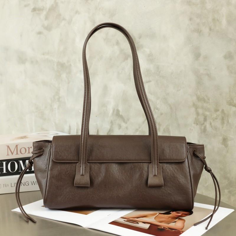 

Head Layer Cowhide Women s Bag Mailman High-end Sense Niche Temperament Shoulder Crossbody Retro Handbag Women шоколадный