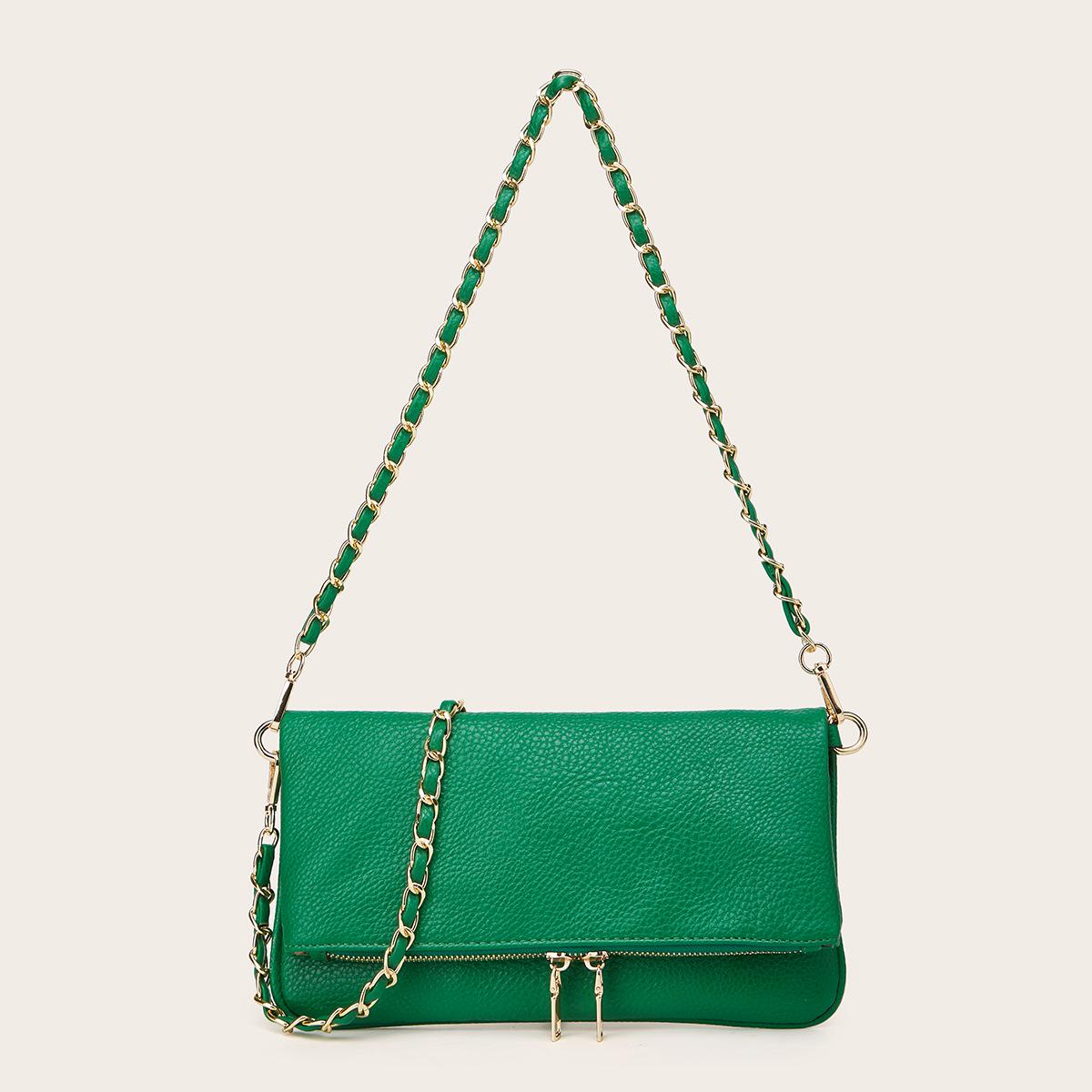 

Сумка-цепочка под мышкой с узором личи - Женская мода высокого класса 2025, Маленькая квадратная сумка кроссбоди/на плечо зелёный