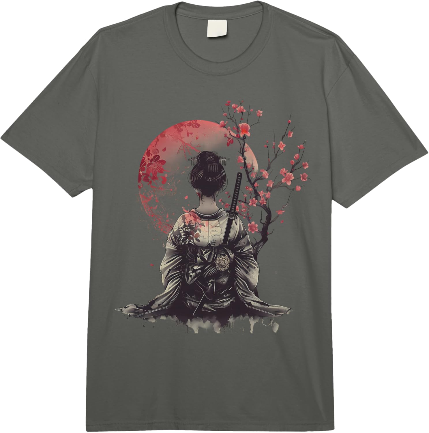 

Japanese Geisha Japanese Samurai Girl Sakura Cherry Blossom Comfort Colors Adult Heavyweight Unisex Loose Fashion T-Shirt 4XL
