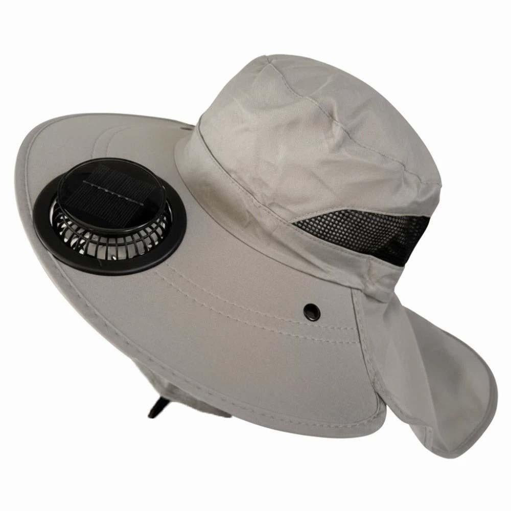 

Long-lasting Fishing Sun Shading Cap Portable Wide Brim Fan Hat Solar Rechargeable Fan Hat Hiking светло-серый