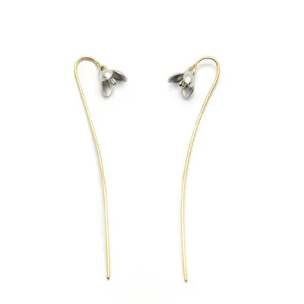 925 Silver Long Flower Earrings Elegant Lady Prevent Allergy Fashion Jewelry New Design