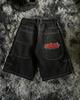 Men's Y2K Retro Hip Hop Embroidered Denim Shorts - High Waist, Casual & Versatile.