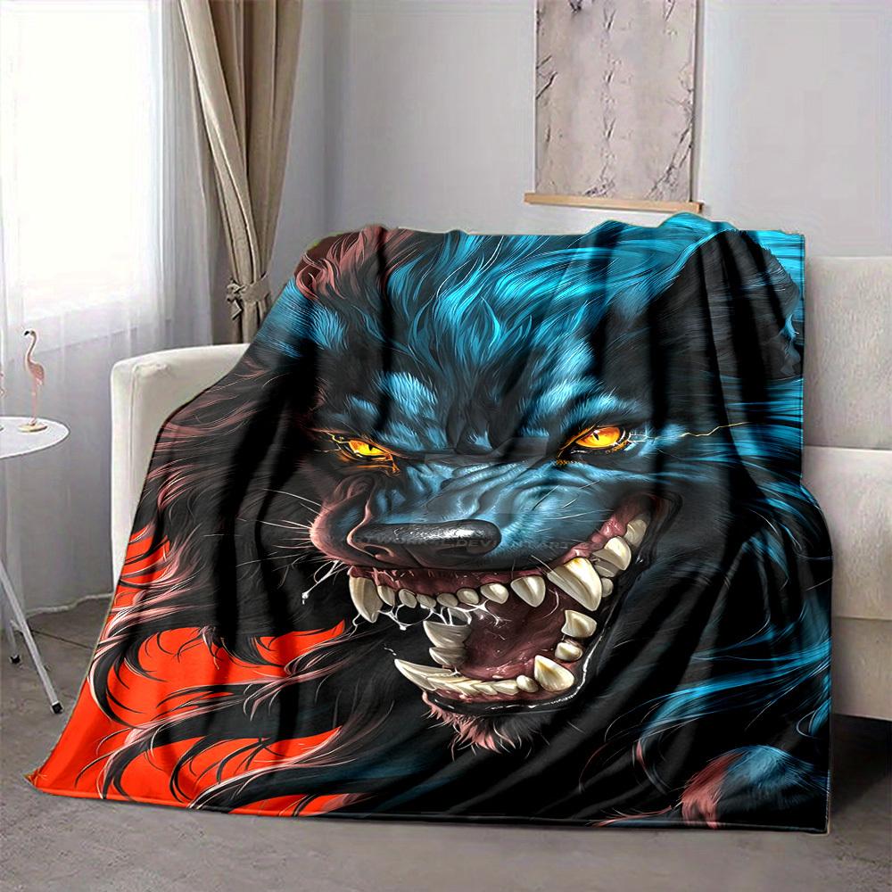 1pc Wolf Eyes Blanket, Lightweight Flannel Throw Blanket For Sofa, Bed, Travel, Camping, Living Room, Office, Couch, Chair, And Bed