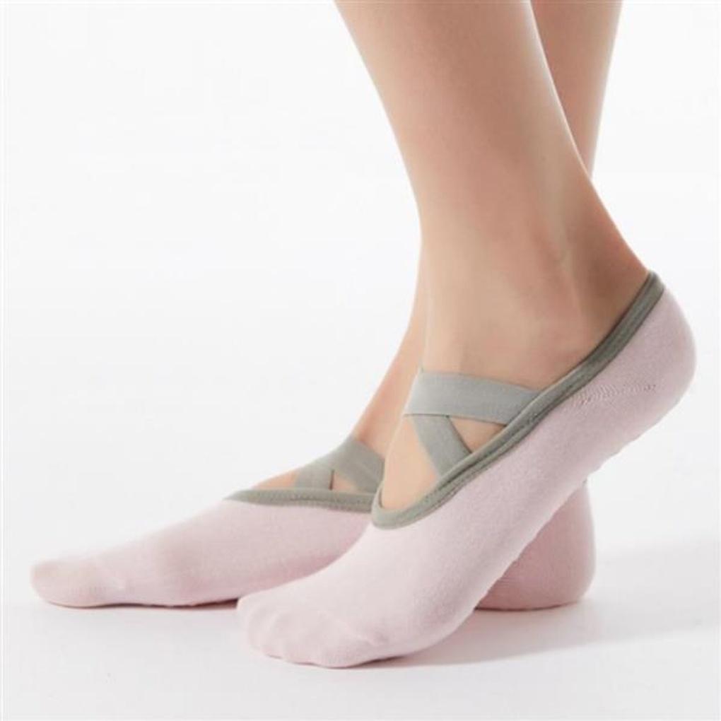 Lina Cross Yoga Socks (Pink)/Non-Slip Pilates Socks
